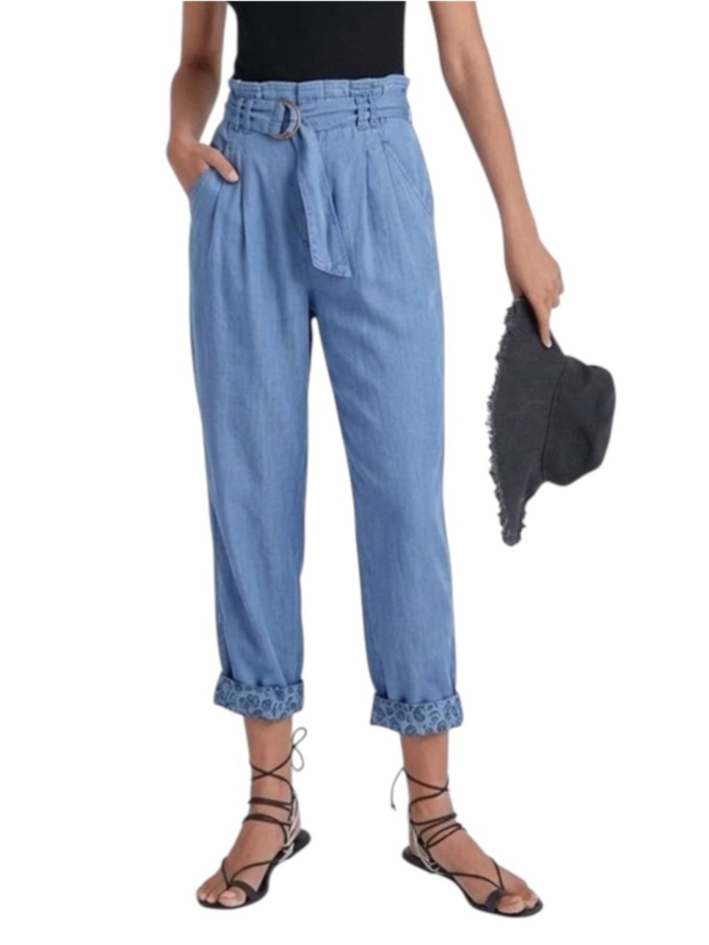 Anthropologie Malin Utility Trousers High Waisted Pants blue Size Small